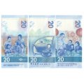 Набор из 3 банкнот Гонконг 20 долларов 2018 (2020) год - Чайная церемония UNC