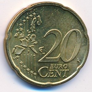 Люксембург 20 евроцентов 2002 год