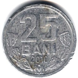 Монета Молдавия 25 бани 2010 год