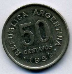 Аргентина 50 сентаво 1952 год
