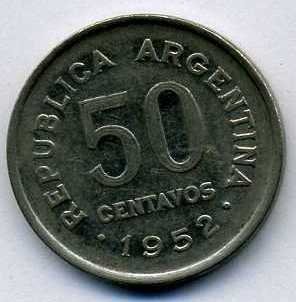 Аргентина 50 сентаво 1952 год