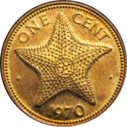 Багамские острова 1 цент 1970 год - Морская звезда