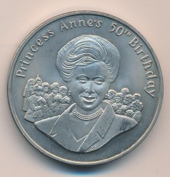 Монета Тристан-да-Кунья 50 пенсов 2000 год - 50 лет со дня рождения Принцессы Анны
