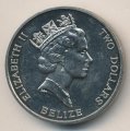 Белиз 2 доллара 1990 год