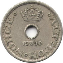 Норвегия 10 эре 1940 год - Король Хокон VII