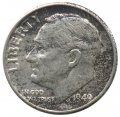 США 1 дайм (10 центов) 1949 год - Рузвельт (без отметки МД)