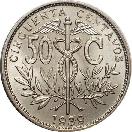 Боливия 50 сентаво 1939 год