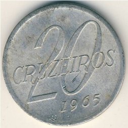 Бразилия 20 крузейро 1965 год
