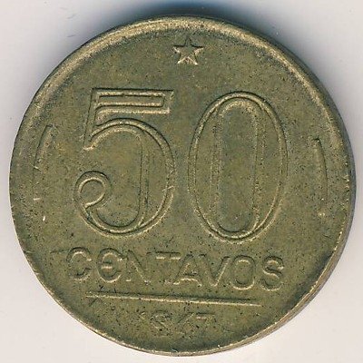 Бразилия 50 сентаво 1947 год - Жетулиу Дорнелис Варгас