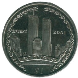 Виргинские острова 1 доллар 2002 год - Трагедия 11 сентября 2001 года. Башни-близнецы