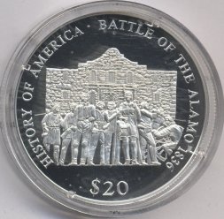 Либерия 20 долларов 2000 год - Битва за Аламо