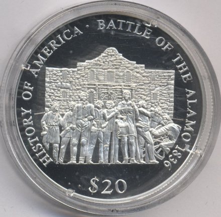 Либерия 20 долларов 2000 год - Битва за Аламо