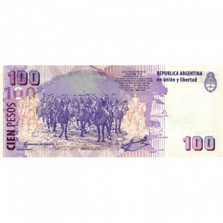 Аргентина 100 песо 2003 год - Хулио Аргентино Рока - UNC