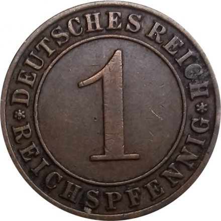 Веймарская республика 1 рейхспфенниг 1930 год (A)