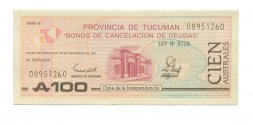 Аргентина 100 аустралей 1991 год - Тукуман - UNC