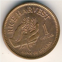 Монета Гайана 1 доллар 1996 год