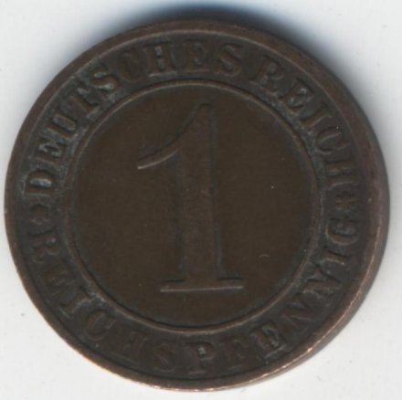 Веймарская республика 1 рентенпфенниг 1925 год (A)