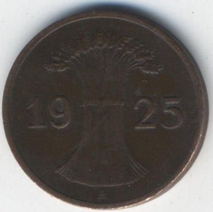 Веймарская республика 1 рентенпфенниг 1925 год (A)