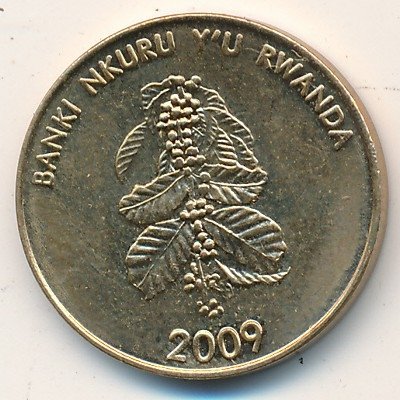 Руанда 5 франков 2009 год - Ветка кофейного дерева