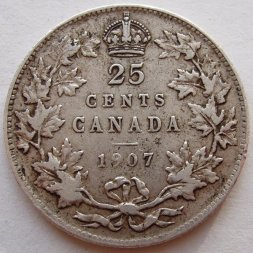 Канада 25 центов 1907 год - Король Эдуард VII