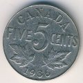 Канада 5 центов 1936 год