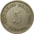 Германия 5 пфеннигов 1890 год (E)