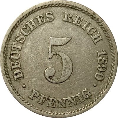 Германия 5 пфеннигов 1890 год (E)