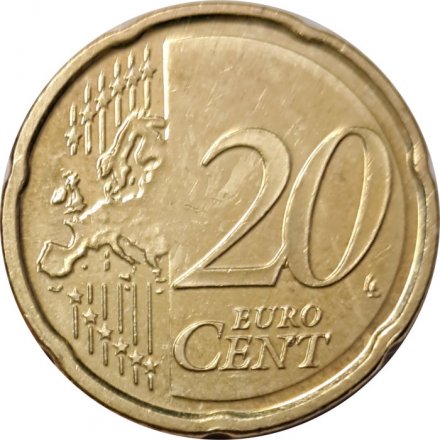 Бельгия 20 евроцентов 2008 год