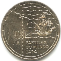 Португалия 200 эскудо 1994 год - 500 лет с момента разделения зон влияния между Португалией и Испанией