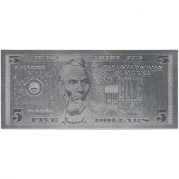 Сувенирная банкнота США 5 долларов (серебро) - UNC