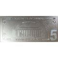 Сувенирная банкнота США 5 долларов (серебро) - UNC