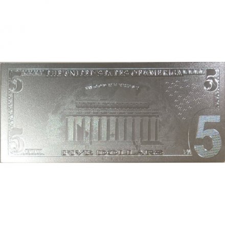 Сувенирная банкнота США 5 долларов (серебро) - UNC