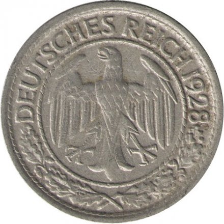 Веймарская республика 50 рейхспфеннигов 1928 год (F)