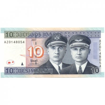 Литва 10 лит 2007 год - Летчики UNC
