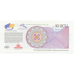 Испания (тестовая банкнота) 10 экю 1992 год Expo`92 - Seville - UNC
