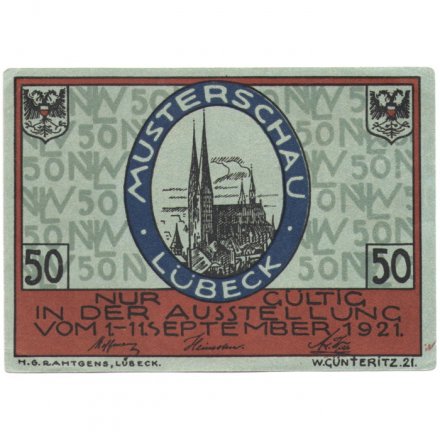 Германия (Нотгельд) 50 пфеннигов 1921 - Любек. Финляндия - XF+