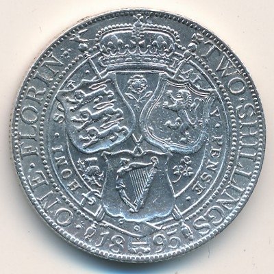 Великобритания 2 шиллинга (1 флорин) 1895 год