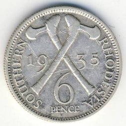 Южная Родезия 6 пенсов 1935 год