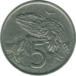 Новая Зеландия 5 центов 1980 год - Гаттерия