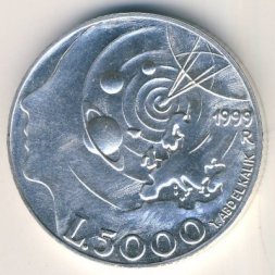Сан-Марино 5000 лир 1999 год