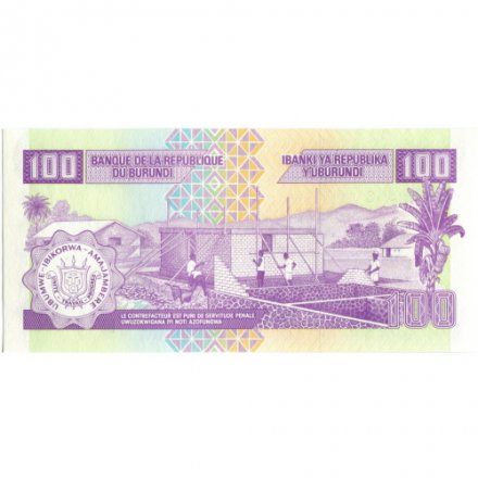 Бурунди 100 франков 2007 год - UNC-