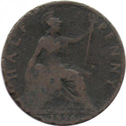 Великобритания 1/2 пенни 1896 год - F