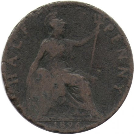 Великобритания 1/2 пенни 1896 год - F