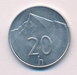 Монета Словакия 20 гелеров 2001 год