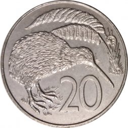 Новая Зеландия 20 центов 1988 год - Киви