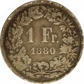 Швейцария 1 франк 1880 год