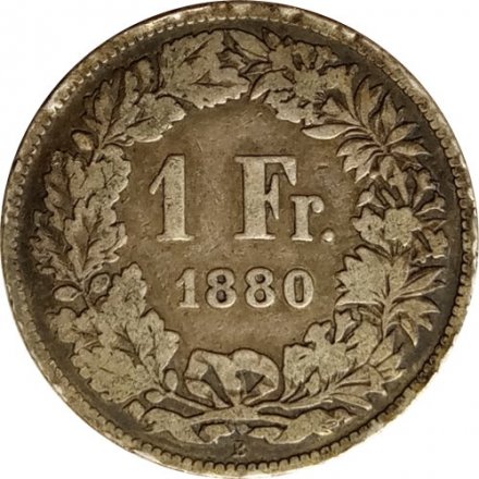 Швейцария 1 франк 1880 год