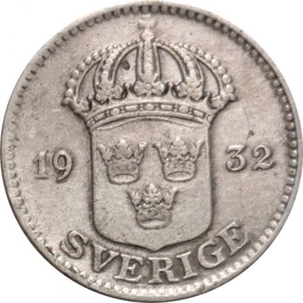 Швеция 25 эре 1932 год - Король Густав V