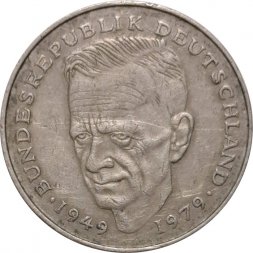 ФРГ 2 марки 1990 год - Курт Шумахер, 30 лет Федеративной Республике (1949-1979) (F)