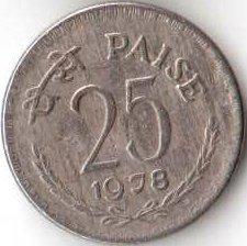 Индия 25 пайс 1978 год